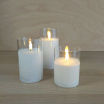 LED Kerzen im Glas | 3er Set | weiß